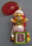 Christopher Radko Christmas Ornament Beary Excited W/ Blocks Ducky #1017597 Nib. Fixed Price $46.95.