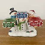 Yankee Candle Christmas Snowman 3 Tea Light Holder Holly Joy Love Hope Euc. Fixed Price $22.79.