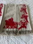New Set Of 2 Mud Pie Christmas Holiday Towels Santa Sleigh Linen Red Decor Gift. Fixed Price $29.99.