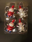 4 Be Merry Christmas Mercury Glass Ornaments Figural Santas Snowmen Orig Box. Fixed Price $19.99.