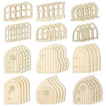 48PCS Unfinished Blank Wooden Fairy Garden Door Mini House Window Woode.... Fixed Price $14.46.