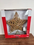 Ashland Christmas Star Lighted Tree Topper 10" Brown Twine Gold Glitter Tested. Fixed Price $13.75.