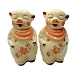 Shawnee Pottery Smiley Pig Salt & Pepper Shakers Rare Gold Trim Decals Peach. Fixed Price $159.99.