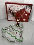 Gorham Winter Follies Tree Candy Dish Santa Christmas 8'' Crystal Glass. Fixed Price $10.00.