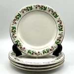 4 Gibson Christmas China Charm-delight-holiday-harmony Salad Plates Holly Trim. Fixed Price $35.00.