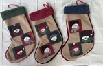 Christmas Stockings Patchwork Snowman With Embroidered & Textured Cuffs Holiday. Fixed Price $27.00.