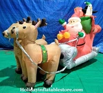 8' Gemmy Airblown Inflatable Santa And Penguin W/ Sleigh 2 Reindeer Scene. Fixed Price $69.95.