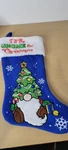 I'll Be Gnome For Christmas 18" Blue White Stocking Xmas Tree. Fixed Price $9.00.