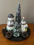 Vintage 8 Piece Snowman Winter Tree Candle Set Pinecones Decor Kmart. Fixed Price $10.00.