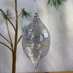 Irridescent Blown Glass 7" X 3.5" Holiday Lane Snow Daze Christmas Ornament. Fixed Price $18.00.