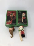 Vintage Hallmark Stocking Hanger Santa Christmas List Elf Long Beard Lot W/ Box. Fixed Price $22.46.