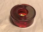 Crate & Barrel Red Glass Taper Candle Holders Round 2X2X1" Christmas #379-808. Fixed Price $8.09.