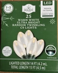 Holiday Time 25 Led Warm White Random Twinkling Ultra Bright C9 Lights Grn Wire. Fixed Price $10.00.