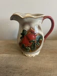 Tii Collections Cardinal Redbird Christmas Holiday Pitcher Pinecones Handle. Fixed Price $14.25.
