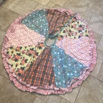 Matilda Jane Christmas Tree Skirt 60 Diameter Ruffles Patchwork Reversible. Fixed Price $31.50.