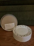 Pampered Chef Celebration Dessert Plates Gold Star Set Of 4 New/box Vintage 1996. Fixed Price $12.50.