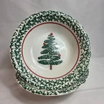 Two Furio Christmas Tree Coupe Soup Bowls Green Sponge & Edge Made In Italy. Fixed Price $21.95.