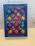 Solid Colored Glitter Striped 1.75" Glass Christmas Ornaments Box Of 12 Target. Fixed Price $24.99.
