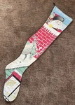 Vtg Antique Style Cotton Christmas Stocking W/ Santa Reindeer Child Design. Fixed Price $87.50.