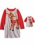 Girls Gray Rudolph The Reindeer Christmas Nightgown & Doll Set 6. Fixed Price $36.99.