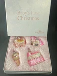 Kurt Adler Glass Baby Girl First Christmas Ornaments Set Of 4 Original Box. Fixed Price $33.99.