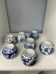 Centrum Ceramics Candle Votive Holders Blue White Floral Set Of 7. Fixed Price $45.00.