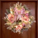 22INCH Christmas Wreath For Front Door With 30 Led Lights,elegant PINK2. Fixed Price $78.29.