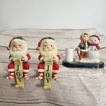 Two Russ Santa Claus Christmas Stocking Hanger And Vintage Toothpick Holder. Fixed Price $12.00.