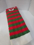 Ashland Christmas Tree Skirt 4FT Red Green Striped Cable Knit Pom Ties Nwt. Fixed Price $49.95.