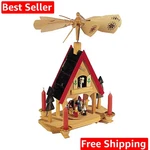 Kurt Adler Wood Alpine House Carousel With Candles, 12-INCH. Fixed Price $115.89.