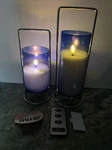 Qvc Lightscapes 2 Iridescent Glass Flameless Candle Blue On Stand New. Fixed Price $9.51.
