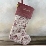 Pottery Barn Kids Loves Julia Christmas Stocking Toile Red Cuff Monogram. Fixed Price $59.95.