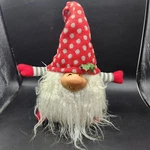Wood Face Christmas Gnome Jingle Bell Lane Shelf Sitter Medium Red Polka Dot Hat. Fixed Price $15.99.
