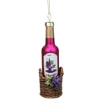 Northlight 6.25" Pink Wine Bottle Basket With Grapes Glass Christmas Ornament. Fixed Price $18.49.
