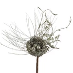 Raz Imports 15" Silver Glittered Bird Nest Pick-add To Tree, Wreath, Garland. Fixed Price $18.99.