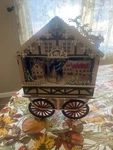 Light Up Musical Wood Wagon With Santa And Christmas. Fixed Price $129.99.