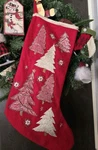 Max Studio Red Wool Gold Trees Oversized Christmas Stocking Hand Beaded. Fixed Price $39.99.