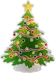 Sienna Lighted Holographic Christmas Tree Window Silhouette Decoration, 12.5". Fixed Price $21.82.