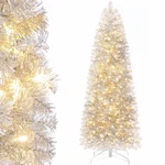 Decoway Christmas Tree 7.5FT Artificial Silver Tinsel Xmas With Metal Stand. Fixed Price $50.00.