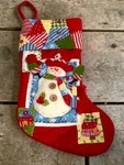 Vintage Home Interiors Christmas Stocking Snowman & Cardinal Patchwork Design 17. Fixed Price $20.00.