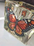 Hand Painted Amia Thick Stain Glass Votive Candle Holder Butterflies Flowers. Fixed Price $21.99.