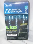 1 Box Of 72 Cascading Led Icicle Lights Warm White By Sienna Indoor/outdoor. Fixed Price $10.99.