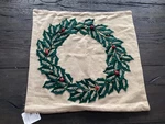 Pottery Barn Embellished Wreath Pillow Cover New 20 Christmas Holiday Green. Fixed Price $69.99.