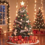 7.5/6FT Prelit Artificial Christmas Tree W/ Lights Snow Flocked Holiday Decor.. Fixed Price $68.99.