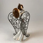 Vtg Wood Roses Hand Crafted Design Angel Figurine Statue Iron Wings Holiday. Fixed Price $6.50.