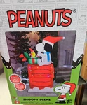GEMMY5.5FT Tall Snoopy & Woodstock On Doghouse Chistmas Scene Inflatable. Fixed Price $50.00.