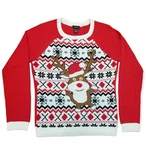 Red Reindeer Rudolph Ugly Christmas Sweater Light Weight Acrylic Rue 21 Sz Large. Fixed Price $14.98.