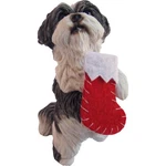 Sandicast Silver White Shih Tzu Holding Stocking Christmas Ornament. Fixed Price $28.62.