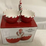 Fitz And Floyd Sugar Coated Christmas Two Section Divided Bowl. Fixed Price $21.99.