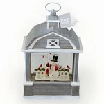 Raz 2022 Holiday Water Lanterns 12.75" Snowman W/cardinals Lighted Barn. Fixed Price $37.50.